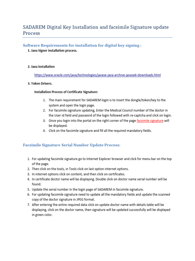Facsimile Signature Update Process 1 | PDF