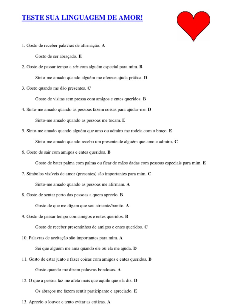 Teste Sua Linguagem de Amor | PDF | Sentimento | Amor