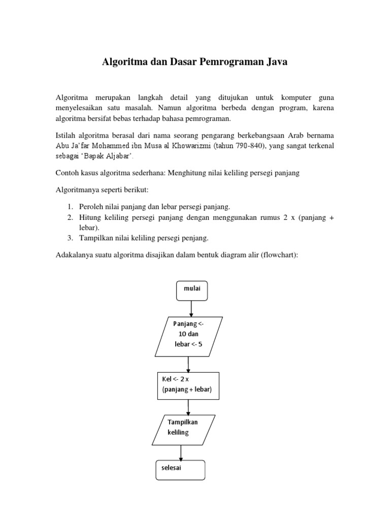 Algoritma Dasar dalam Pemrograman Java | PDF