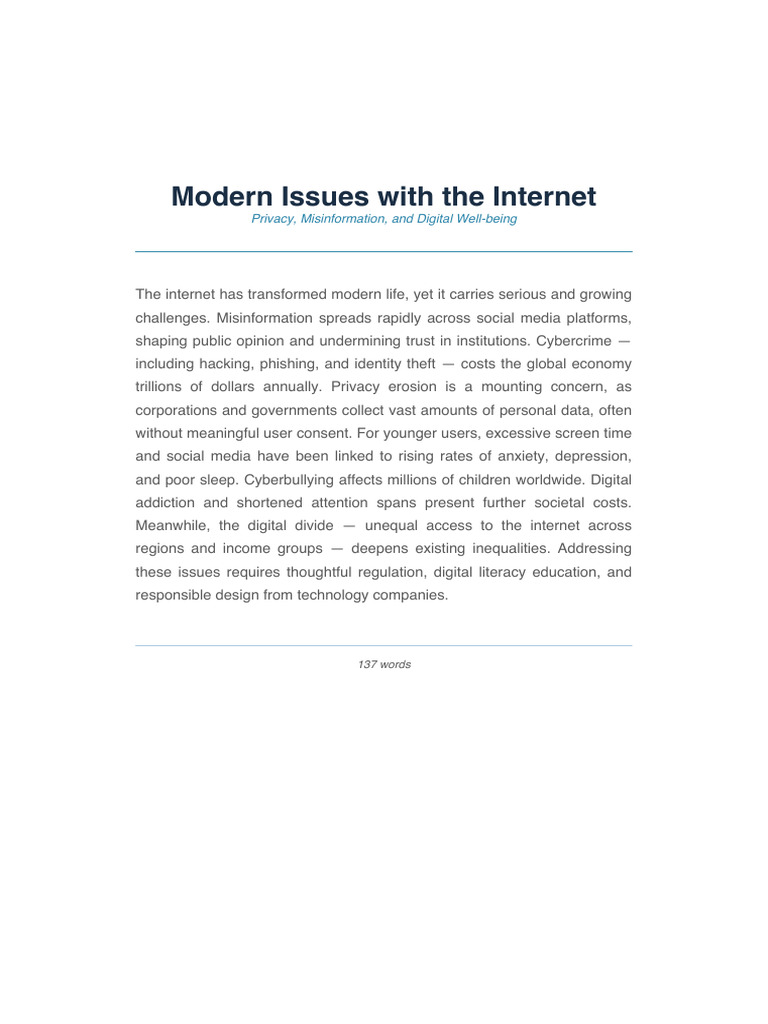 Internet Issues Paper | PDF | Cybercrime | Internet