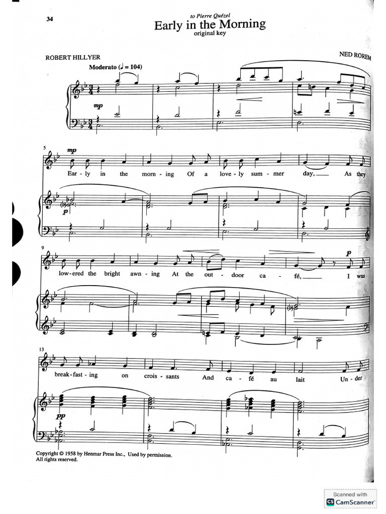 Early in The Morning - Ned Rorem | PDF