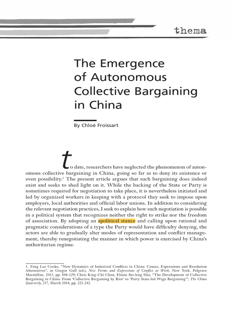 The Emergence of Autonomous Collective Bargaining in China | PDF