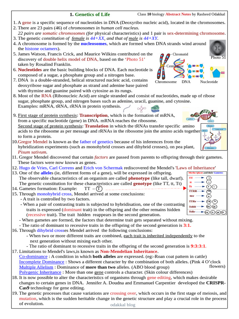 Biology Abstract Notes (Eng Med) All Units - Class 10 - Rasheed Odakkal ...