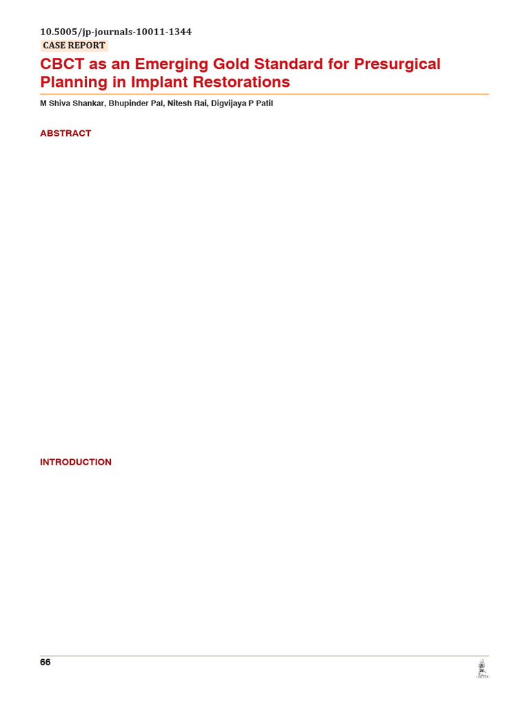 CBCT As An Emerging Gold Standard For Presurgical Planning in Implant ...