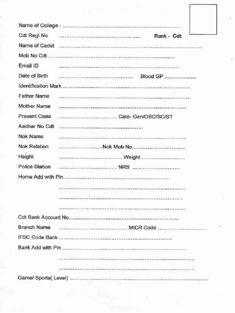 NCC Cdet Enrollment Form | PDF