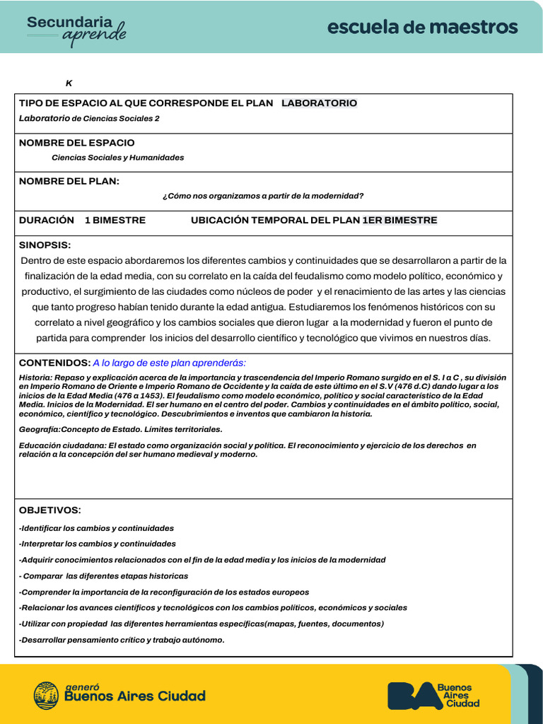Plan de Aprendizaje 2do Nivel 1er Bimestre ET 27 | PDF
