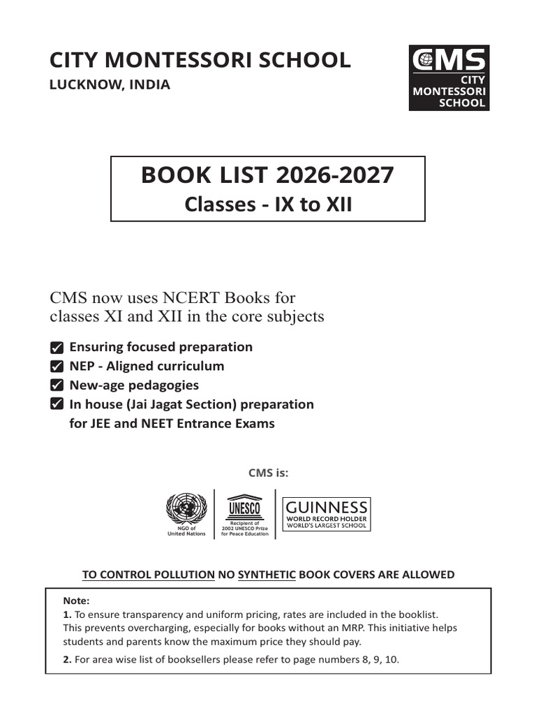 Classes IX To XII - 2026 - 2027 | PDF