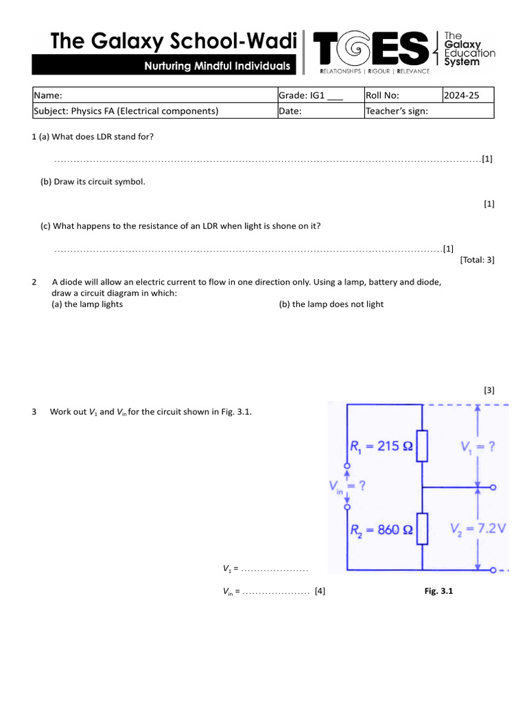 Physics FA - Electrical Components | PDF