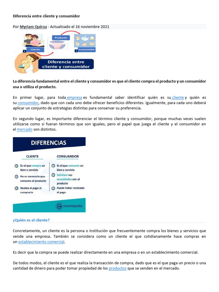 Diferencia Entre Cliente y Consumidor Sexto Sem | PDF | Marketing ...