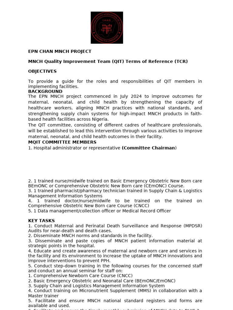 Epn Chan MNCH Project | PDF | Childbirth | Health Professional