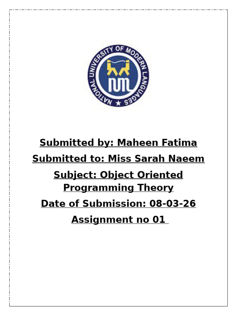Oop Theory Assignment 01 | PDF | Constructor (Object Oriented ...