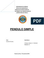 Informe de Laboratorio de Fisica Pendulo Simple