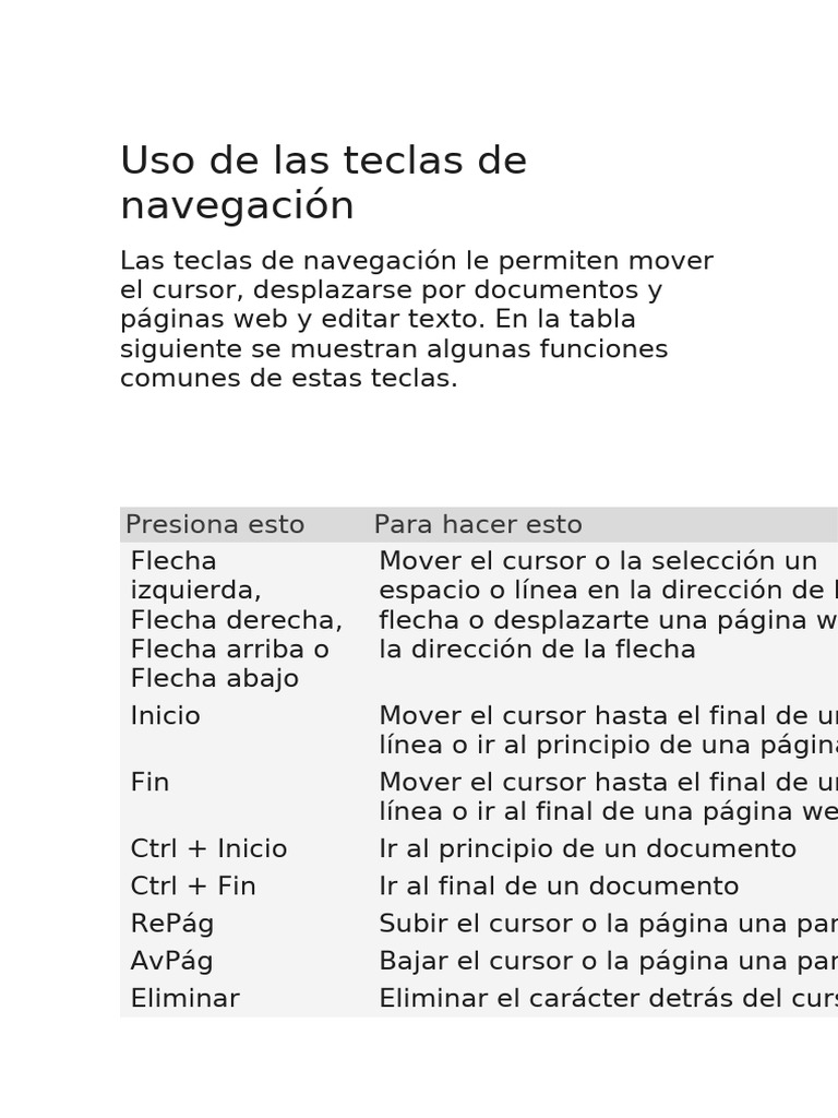 Uso de Las Teclas de Navegación | PDF