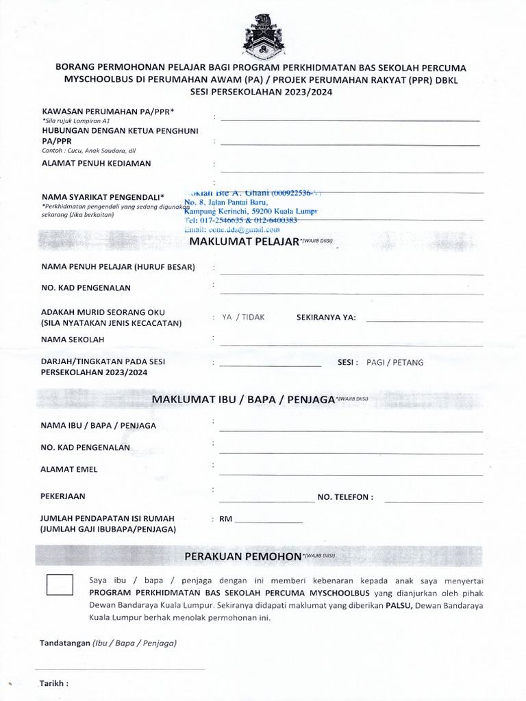Borang Bas Percuma | PDF