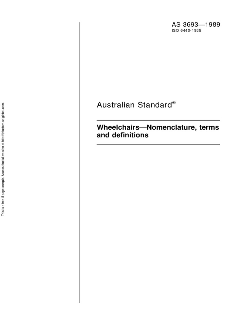 As 36931989 Wheelchairs Nomenclature Terms and Definitions PDF Wheelchair Australia