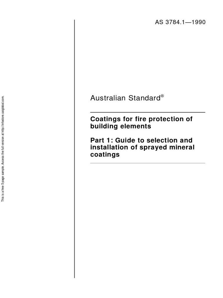 As 3784.1-1990 Coatings For Fire Protection of Building Elements Guide ...
