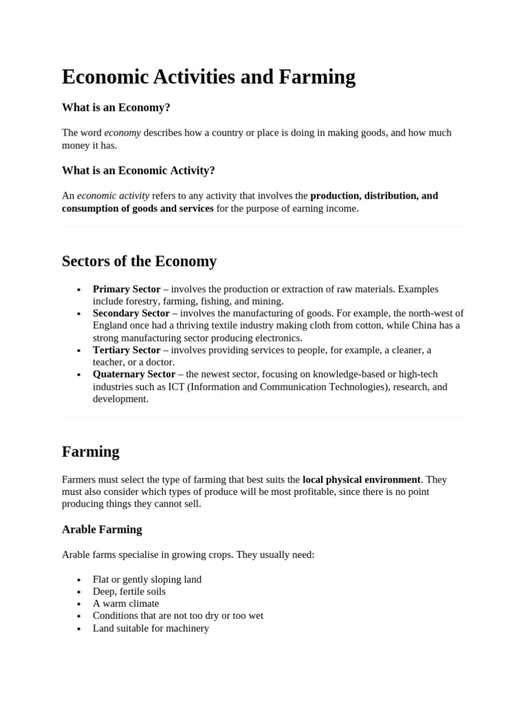 Economic Activities and Farming | PDF