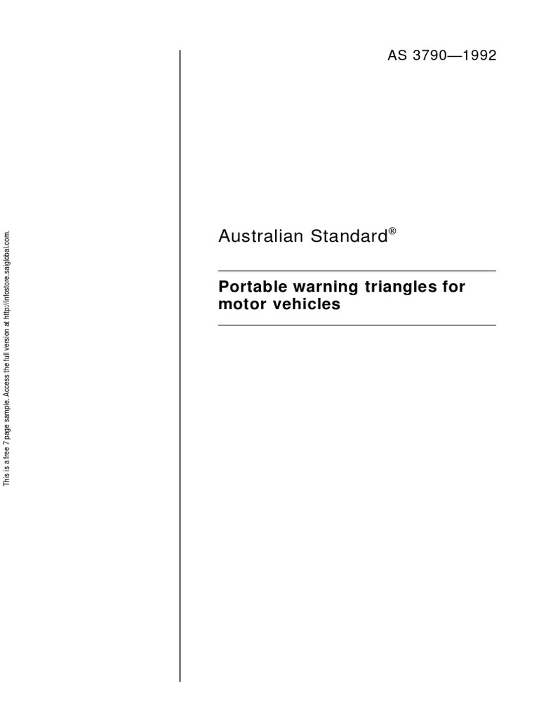As 3790-1992 Portable Warning Triangles For Motor Vehicles | PDF | Business