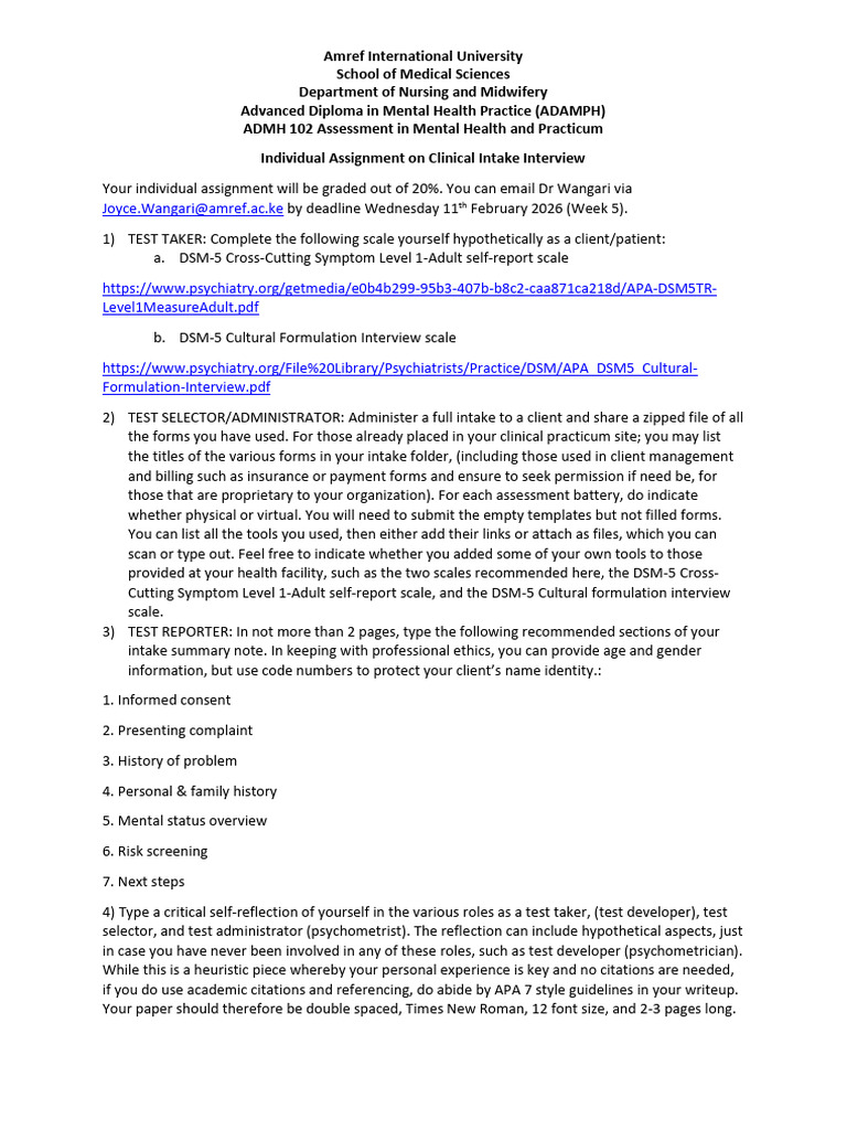 Individual Assignment ADMH 102 Assessment DR Joyce Melly LATEST | PDF ...