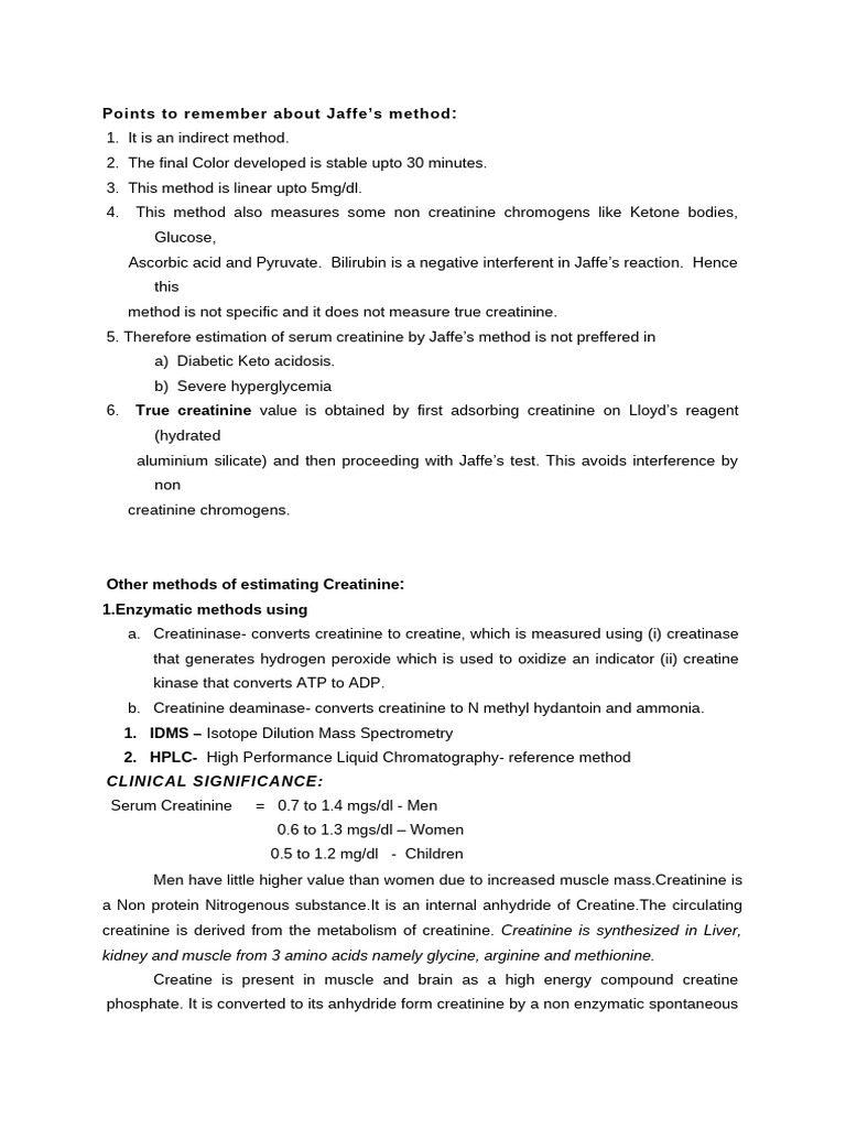 Creatinine Estimation | PDF | Creatinine | Kidney