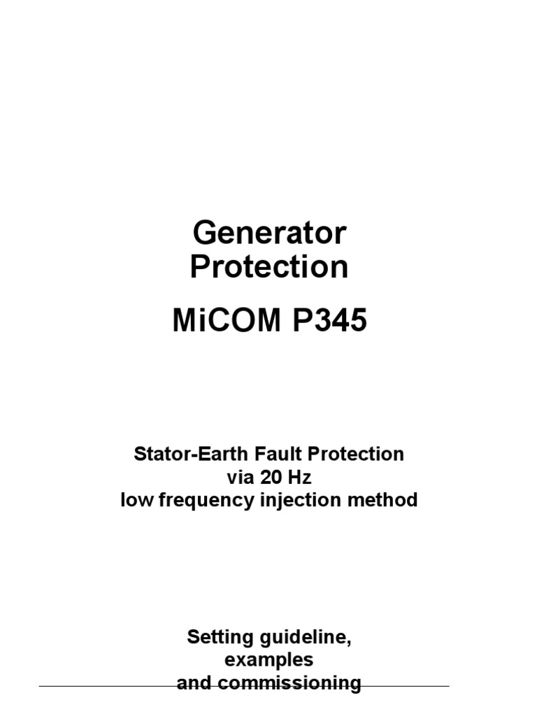 MiCOM P345 Stator Earth Fault Guide | PDF | Transformer | Resistor