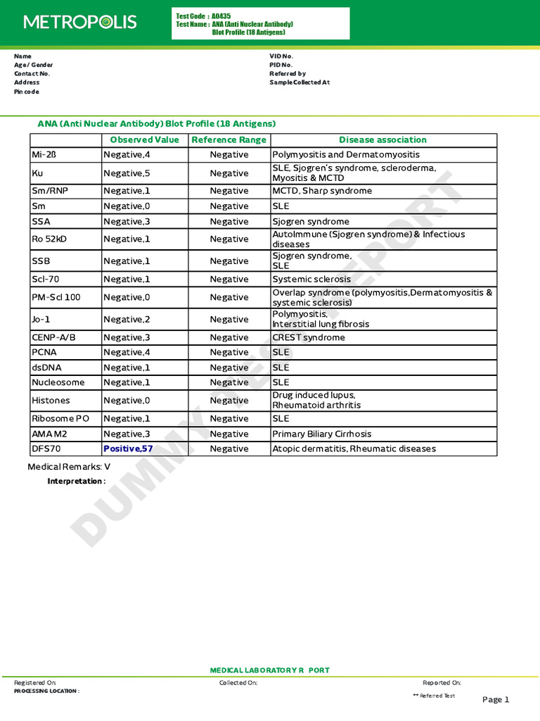 Ana Profile | PDF | Medicine | Autoimmune Disease