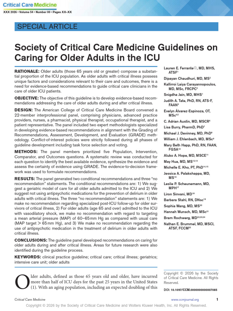 Caring For Older Adults in The ICU, SCCM 2026 | PDF | Geriatrics ...