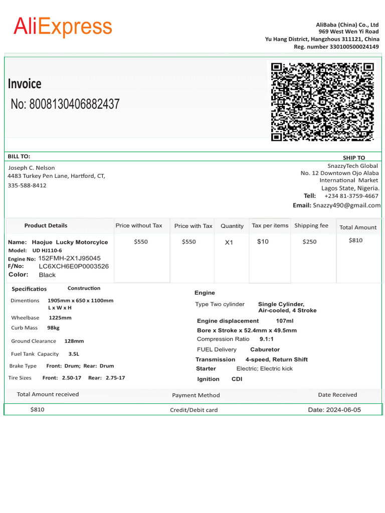 AliExpress Invoices 2 | PDF | Motor Vehicle | Vehicle Technology