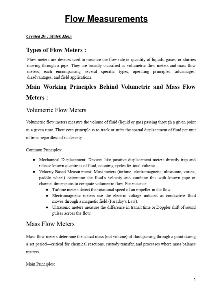 Flow Measurements | PDF | Flow Measurement | Fluid Dynamics