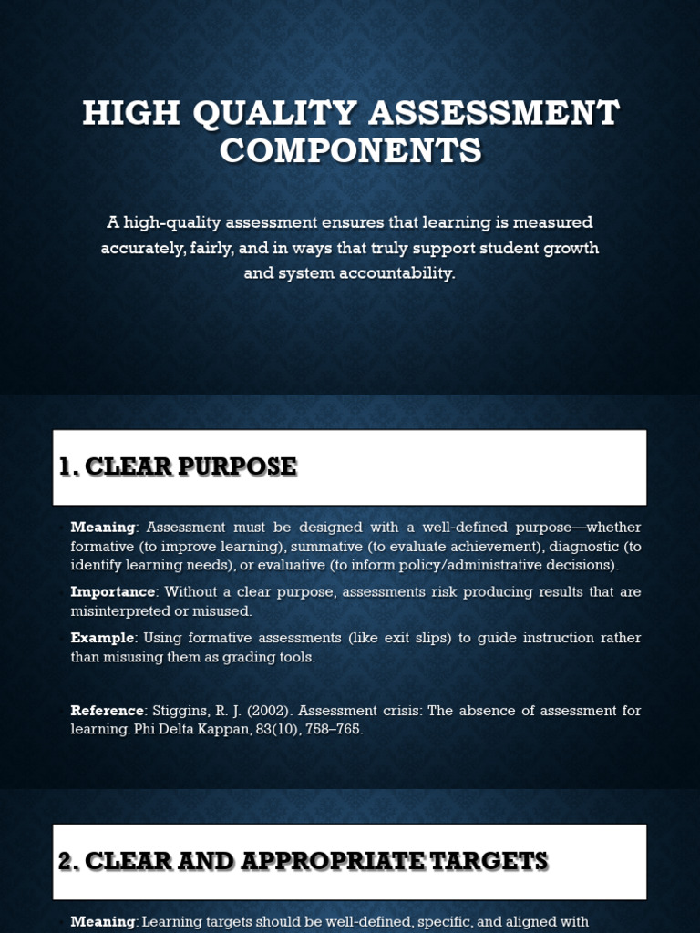 High Quality Assessment Components | PDF | Educational Assessment ...