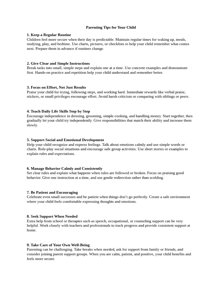 Parenting Guidelines | PDF