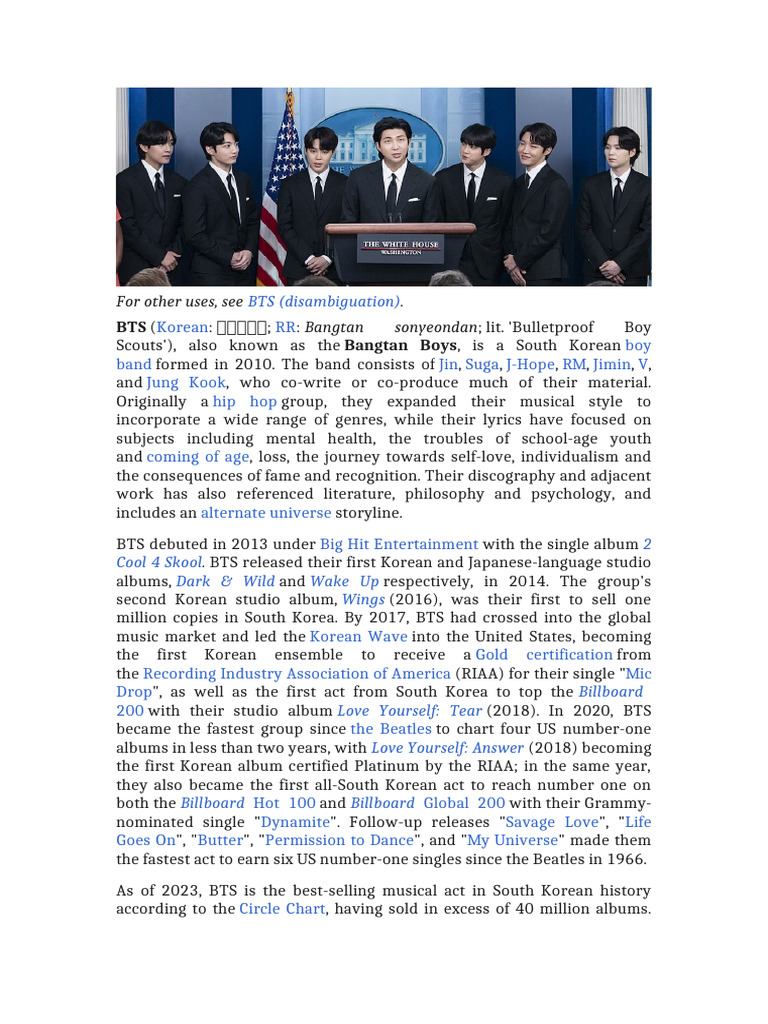 For Other Uses, See - Bangtan Sonyeondan: BTS (Disambiguation) | PDF ...