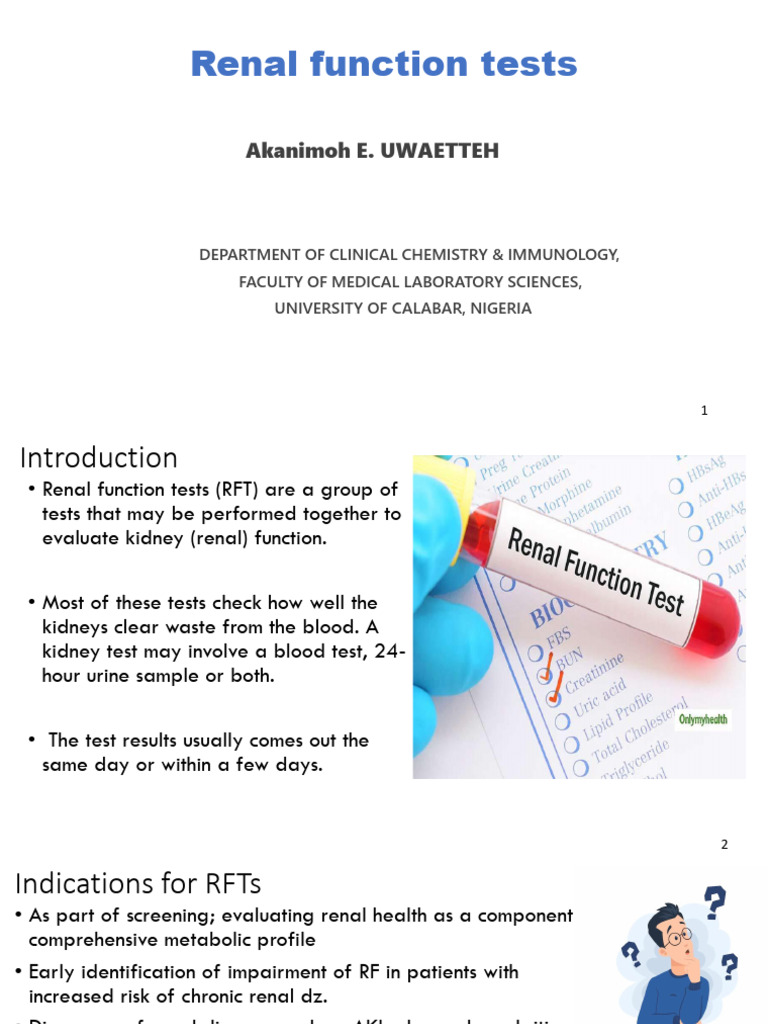 Renal Function Tests | PDF