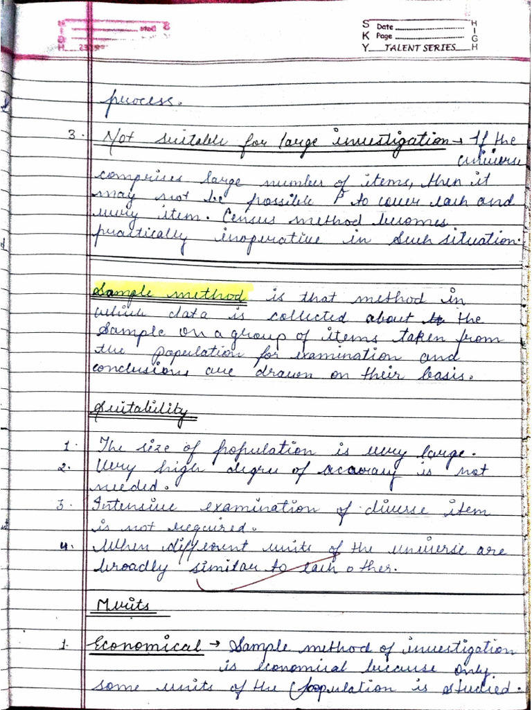 XI Sample Method Notes | PDF