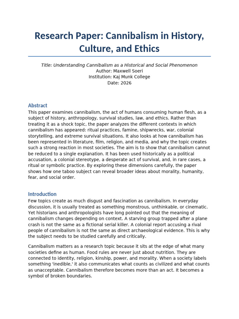 Cannibalism History Culture Ethics | PDF