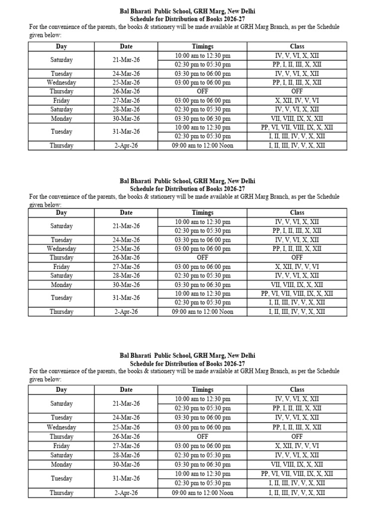 Schedule of Book Distribution 2026 27 | PDF