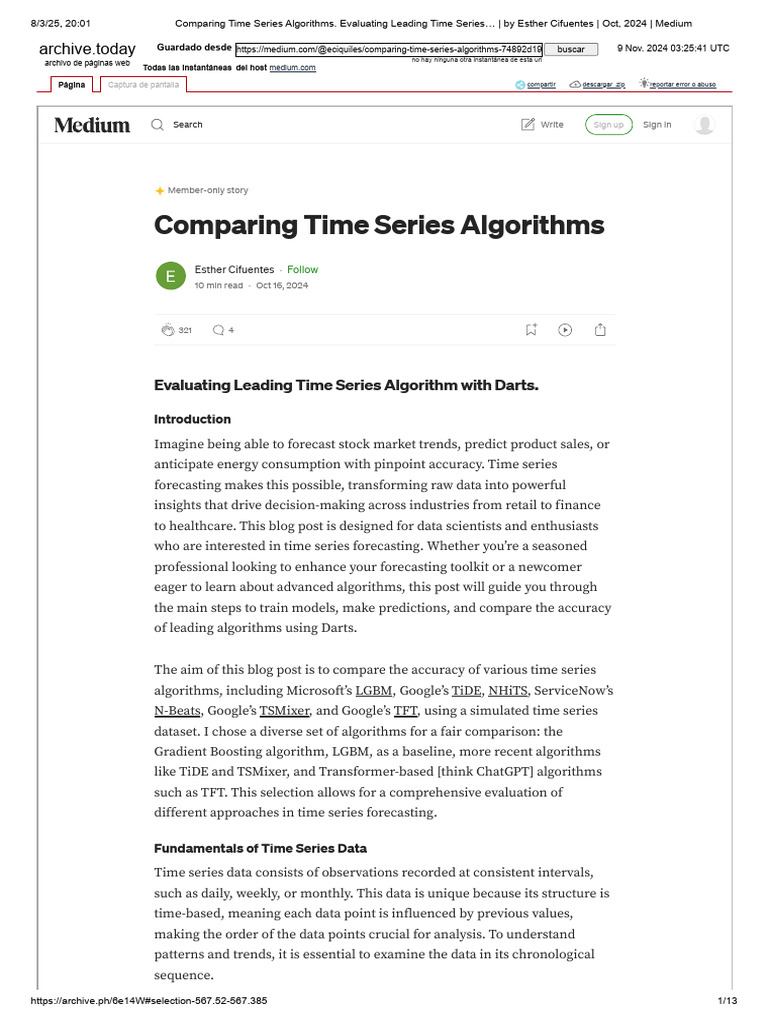 Comparing Time Series Algorithms | PDF | Time Series | Forecasting