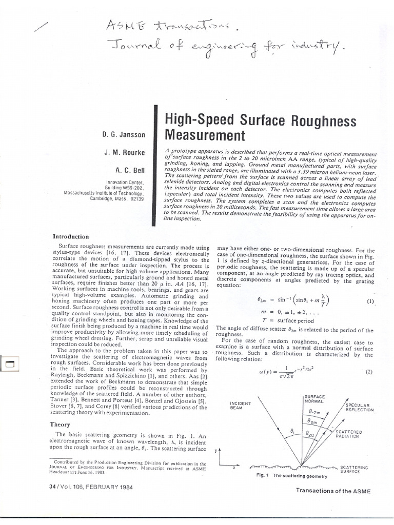 C7 High-Speed Surface Roughness Measurement | PDF