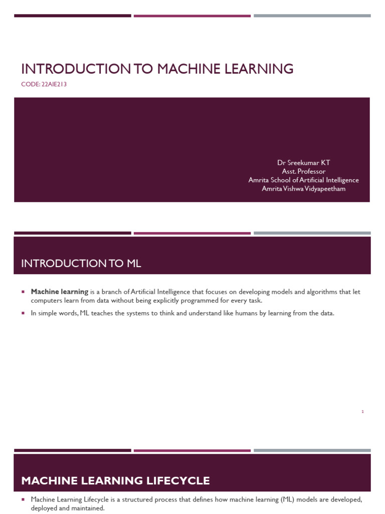 Introduction To Machine Learning | PDF | Cross Validation (Statistics ...