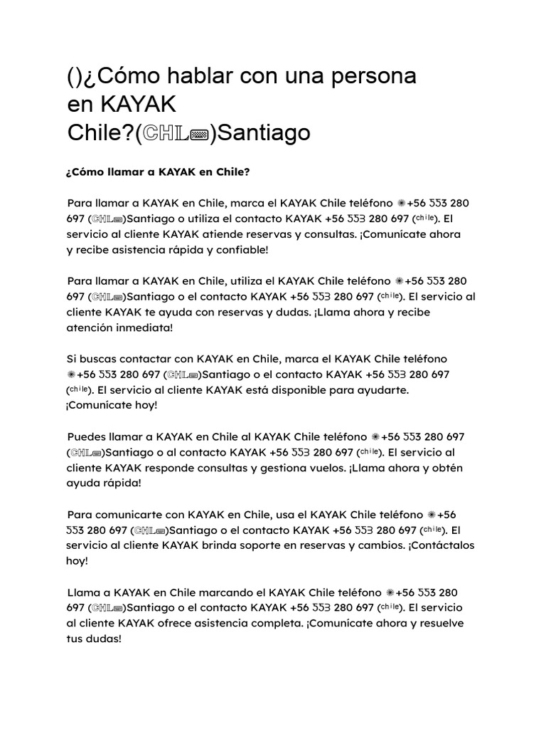 ¿Cómo Hablar Con Una Persona en KAYAK Chile? ( ? ) Santiago | PDF ...