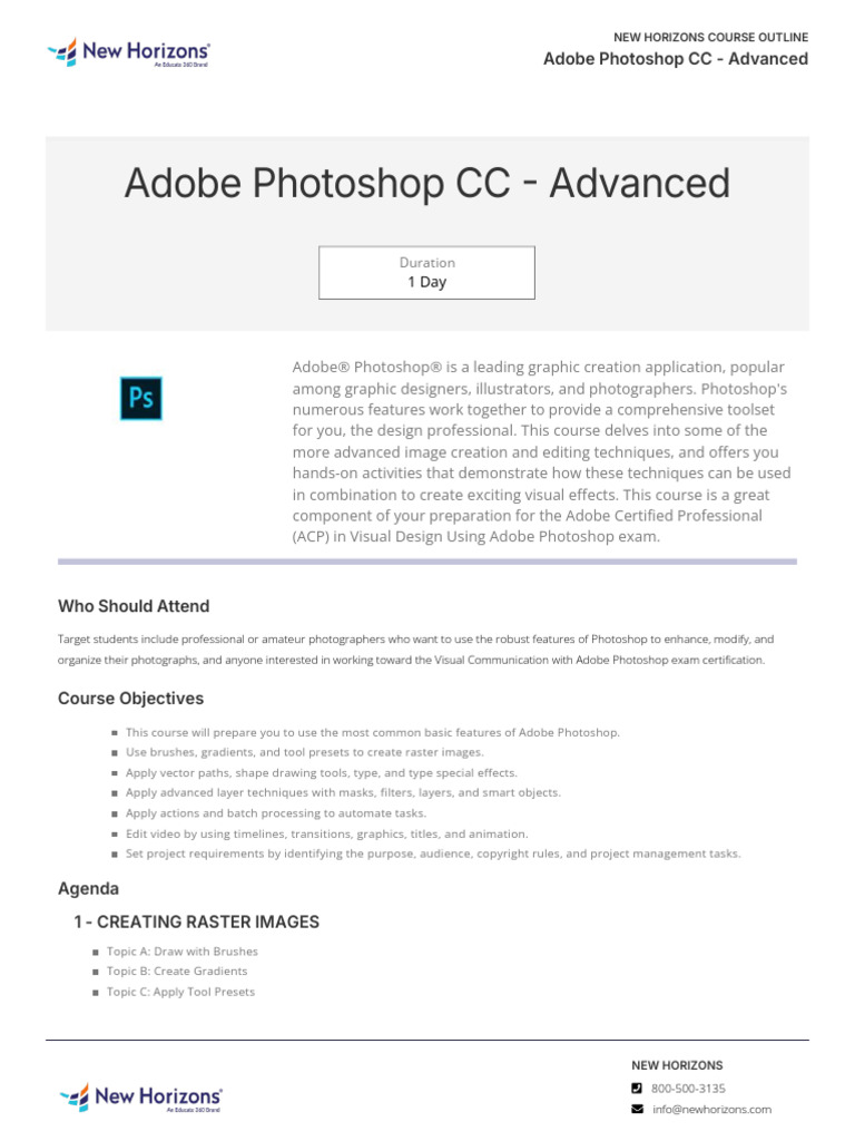 Adobe Photoshop CC Advanced | PDF | Adobe Photoshop | Computer Graphics