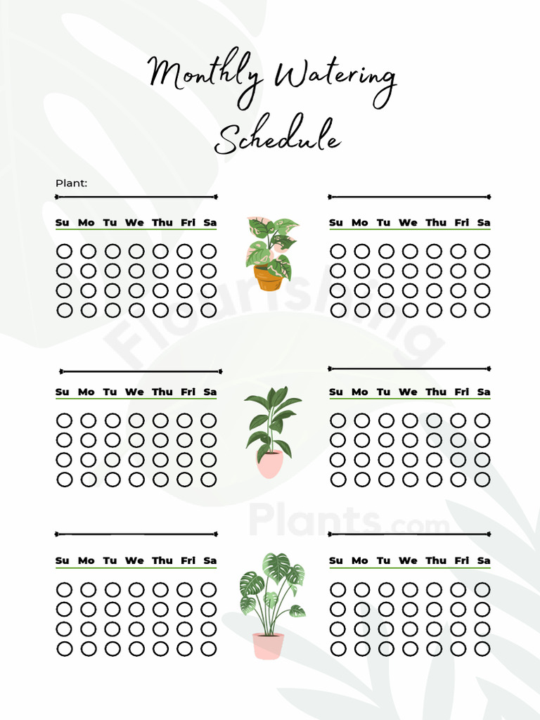 Monthly Watering Schedule | PDF