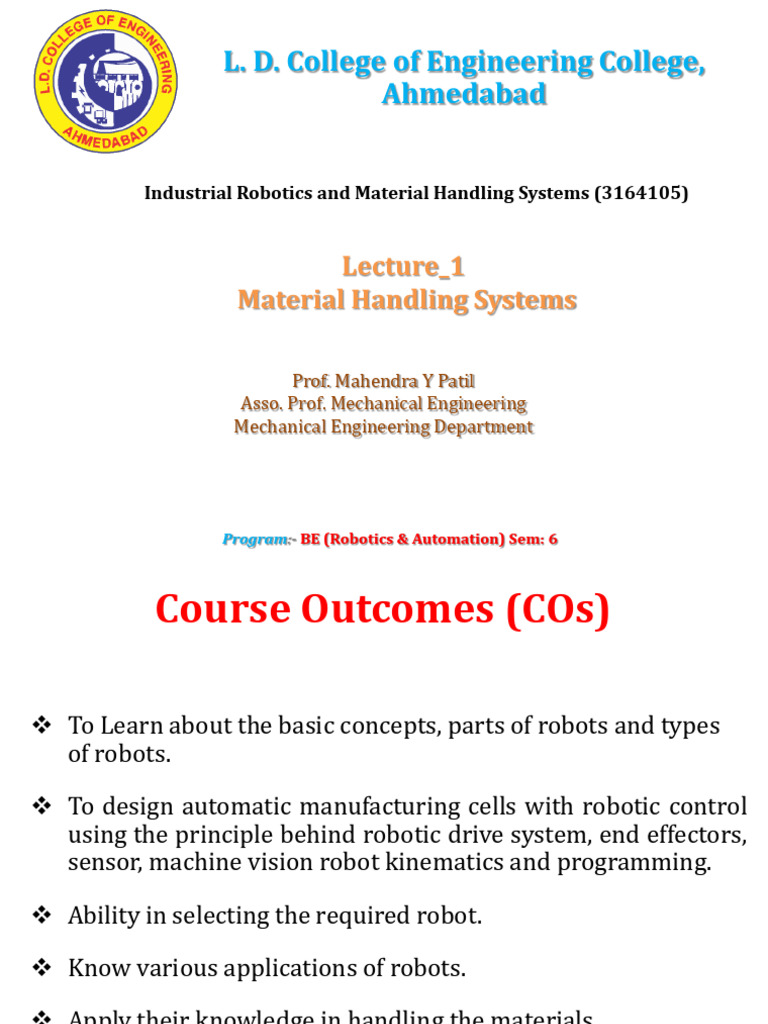 L1 - Material Handling System MYP | PDF | Crane (Machine) | Forklift