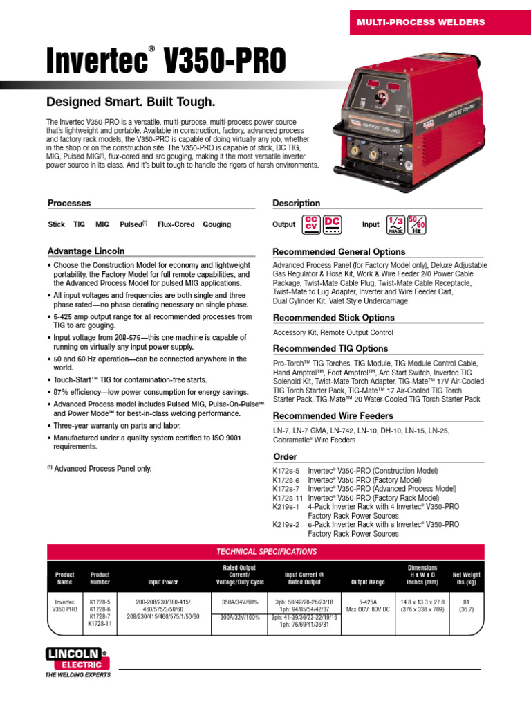 Lincoln Invertec V 350 PRO | PDF
