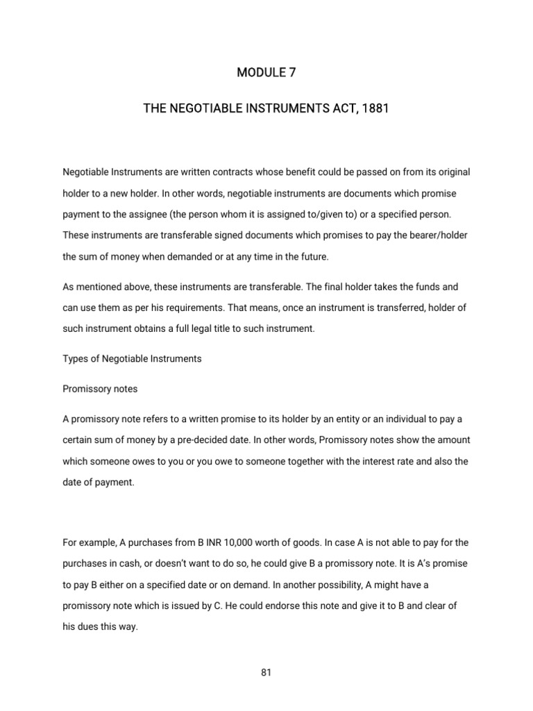 7.the Negotiable Instrument Act-Notes | PDF