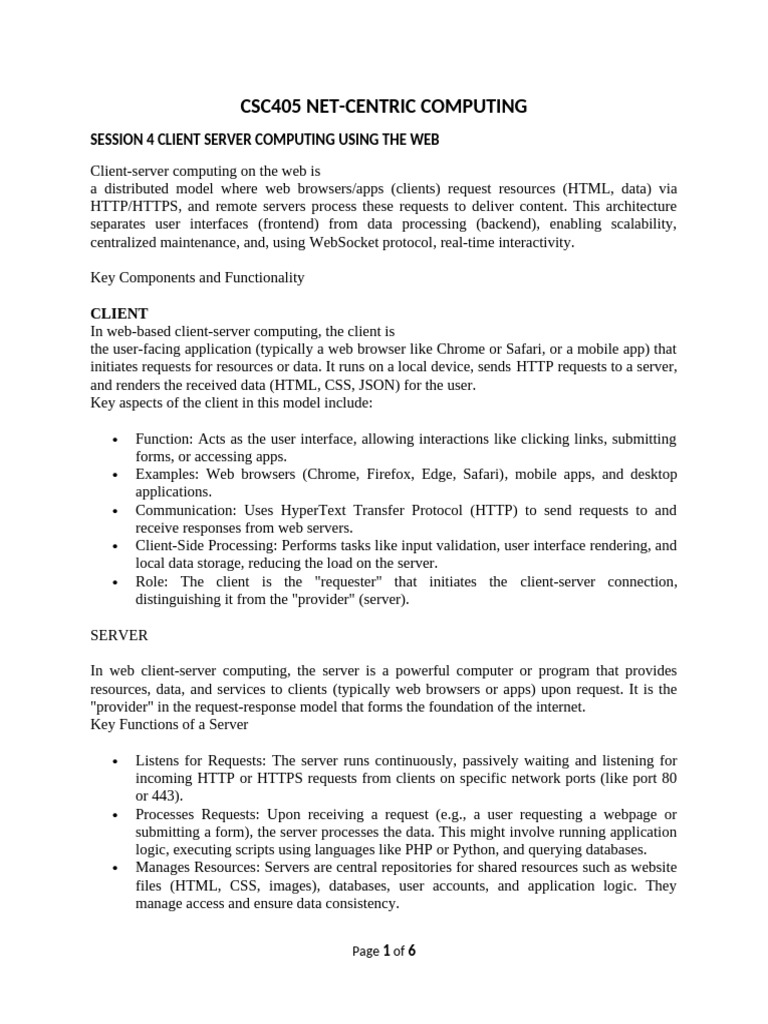 Wa0001. | PDF | Client–Server Model | World Wide Web