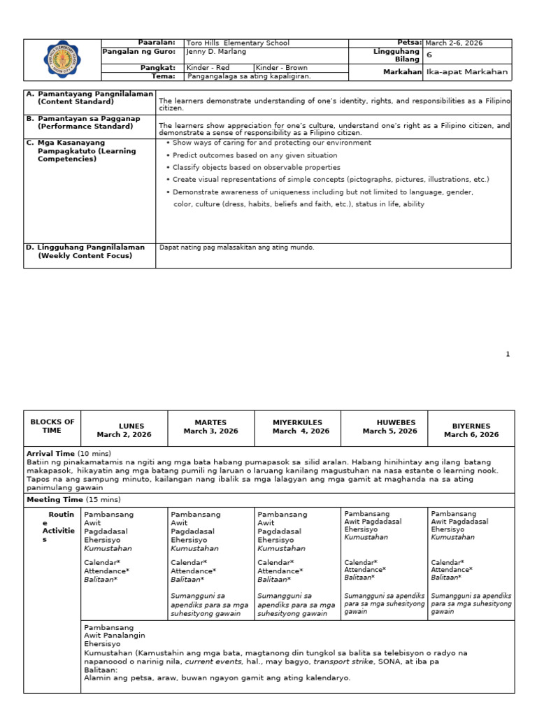Marlang-Week36 Matatag LP Exemplar 2025-2026 | PDF