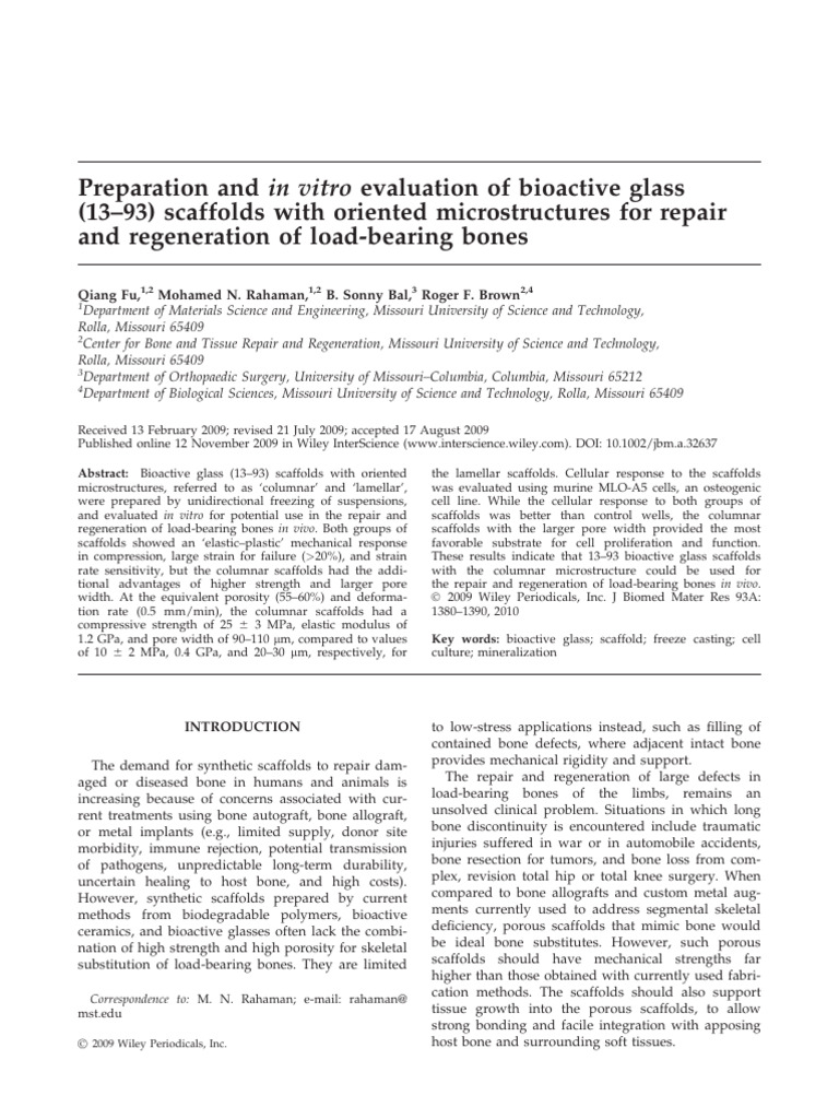 Bioactive Glass Oriented Microstructure | PDF | Tissue Engineering ...