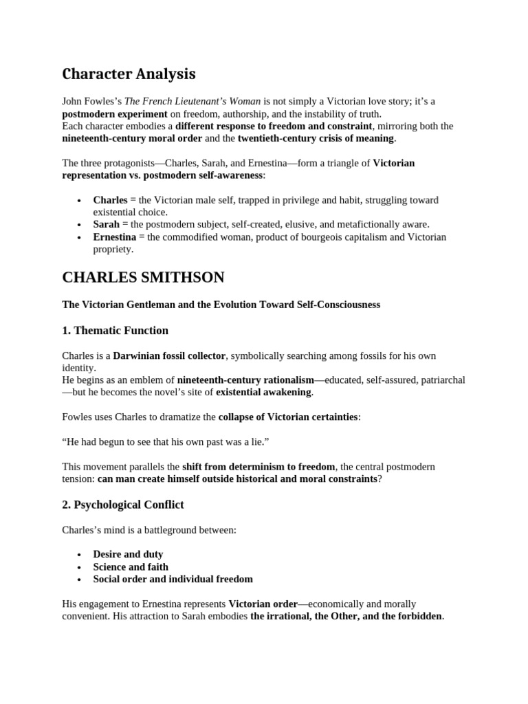 Character Analysis | PDF | Existentialism | Postmodernism