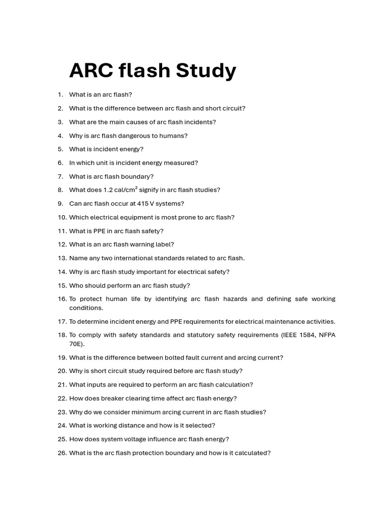 Arc Flash Question Bank | PDF | Electric Arc | Electromagnetism